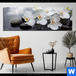 Aluminiumbild Gebürstet Weisse Orchideen Panorama Produktvorschau mit dem Bild Weiße Orchideen im Format Panorama.