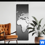 Aluminiumbild Gebürstet Weltkarte Edelstahloptik Schmal Produktvorschau mit dem Bild Weltkarte Edelstahloptik im Format Schmal.