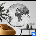 Aluminiumbild Gebürstet Weltkarte Grautoene Rund Produktvorschau mit dem Bild Weltkarte Grautöne im Format Rund.
