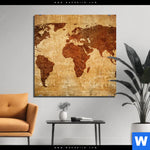 Aluminiumbild Gebürstet Weltkarte Rostoptik Quadrat Produktvorschau mit dem Bild Weltkarte Rostoptik im Format Quadrat.