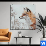 Aluminiumbild Gebürstet Winterstille Der Fuchs Quadrat Produktvorschau mit dem Bild Winterstille - Der Fuchs im Format Quadrat.
