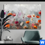 Aluminiumbild Gebürstet Zarte Mohnblumen Im Wind Querformat Produktvorschau mit dem Bild Zarte Mohnblumen im Wind im Format Querformat.