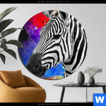Aluminiumbild Gebürstet Zebra Pop Art No 1 Rund Produktvorschau mit dem Bild Zebra Pop Art No.1 im Format Rund.