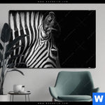 Aluminiumbild Gebürstet Zebra Schwarzweiss Querformat Produktvorschau mit dem Bild Zebra Schwarzweiß im Format Querformat.
