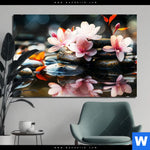 Aluminiumbild Gebürstet Zen Steine Mit Blumen Querformat Produktvorschau mit dem Bild Zen Steine mit Blumen im Format Querformat.