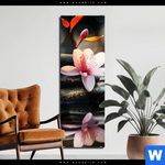 Aluminiumbild Gebürstet Zen Steine Mit Blumen Schmal Produktvorschau mit dem Bild Zen Steine mit Blumen im Format Schmal.