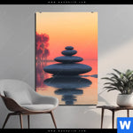 Aluminiumbild Gebürstet Zen Steine Sonnenuntergang Hochformat Produktvorschau mit dem Bild Zen Steine & Sonnenuntergang im Format Hochformat.