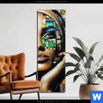 Aluminiumbild Gebürstet Zoe Mosaikgesicht Im Grossstadtlicht Schmal Produktvorschau mit dem Bild Zoe - Mosaikgesicht im Großstadtlicht im Format Schmal.