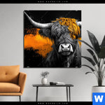 Aluminiumbild Gebürstet Zotteliges Hochland Rind Quadrat Produktvorschau mit dem Bild Zotteliges Hochland-Rind im Format Quadrat.