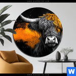 Aluminiumbild Gebürstet Zotteliges Hochland Rind Rund Produktvorschau mit dem Bild Zotteliges Hochland-Rind im Format Rund.