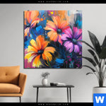 Bild Edelstahloptik Abstrakte Blumenpracht Quadrat Produktvorschau mit dem Bild Abstrakte Blumenpracht im Format Quadrat.