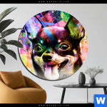 Bild Edelstahloptik Abstrakter Chihuahua Rund Produktvorschau mit dem Bild Abstrakter Chihuahua im Format Rund.
