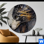 Bild Edelstahloptik Abstrakter Wolf In Gold Und Grau Rund Produktvorschau mit dem Bild Abstrakter Wolf in Gold und Grau im Format Rund.