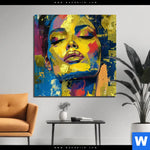 Bild Edelstahloptik Abstraktes Frauenportraet Gloria Quadrat Produktvorschau mit dem Bild Abstraktes Frauenporträt Gloria im Format Quadrat.