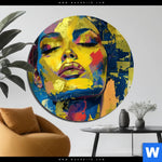 Bild Edelstahloptik Abstraktes Frauenportraet Gloria Rund Produktvorschau mit dem Bild Abstraktes Frauenporträt Gloria im Format Rund.