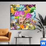 Bild Edelstahloptik Aeffchen Blumen Quadrat Produktvorschau mit dem Bild Äffchen & Blumen im Format Quadrat.