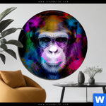 Bild Edelstahloptik Affe Pop Art No 1 Rund Produktvorschau mit dem Bild Affe Pop Art No.1 im Format Rund.