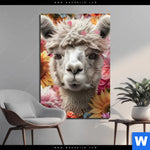 Bild Edelstahloptik Alpaka Mit Blumen Hochformat Produktvorschau mit dem Bild Alpaka mit Blumen im Format Hochformat.