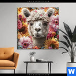 Bild Edelstahloptik Alpaka Mit Blumen Quadrat Produktvorschau mit dem Bild Alpaka mit Blumen im Format Quadrat.
