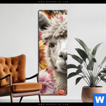 Bild Edelstahloptik Alpaka Mit Blumen Schmal Produktvorschau mit dem Bild Alpaka mit Blumen im Format Schmal.