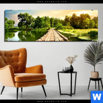 Bild Edelstahloptik Alte Bruecke Am Fluss Panorama Produktvorschau mit dem Bild Alte Brücke am Fluss im Format Panorama.