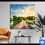 Bild Edelstahloptik Alte Bruecke Am Fluss Quadrat Produktvorschau mit dem Bild Alte Brücke am Fluss im Format Quadrat.