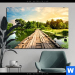 Bild Edelstahloptik Alte Bruecke Am Fluss Querformat Produktvorschau mit dem Bild Alte Brücke am Fluss im Format Querformat.