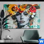 Bild Edelstahloptik Angelina Frau Mit Blumen Im Haar Querformat Produktvorschau mit dem Bild Angelina - Frau mit Blumen im Haar im Format Querformat.