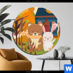 Bild Edelstahloptik Baer Haeschen Rund Produktvorschau mit dem Bild Bär & Häschen im Format Rund.