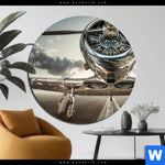 Bild Edelstahloptik Bereit Zum Abheben Rund Produktvorschau mit dem Bild Bereit zum Abheben im Format Rund.