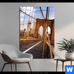 Bild Edelstahloptik Beruehmte Brooklyn Bridge Hochformat Produktvorschau mit dem Bild Berühmte Brooklyn Bridge im Format Hochformat.
