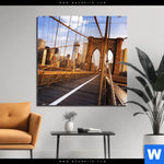 Bild Edelstahloptik Beruehmte Brooklyn Bridge Quadrat Produktvorschau mit dem Bild Berühmte Brooklyn Bridge im Format Quadrat.