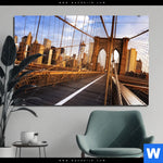 Bild Edelstahloptik Beruehmte Brooklyn Bridge Querformat Produktvorschau mit dem Bild Berühmte Brooklyn Bridge im Format Querformat.