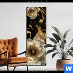 Bild Edelstahloptik Blueten Gold Weiss Schwarz Schmal Produktvorschau mit dem Bild Blüten Gold Weiß Schwarz im Format Schmal.