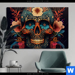 Bild Edelstahloptik Blumenschaedel Schwarz Querformat Produktvorschau mit dem Bild Blumenschädel schwarz im Format Querformat.