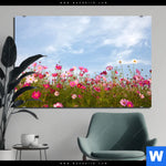 Bild Edelstahloptik Blumenwiese Bei Strahlend Blauem Himmel Querformat Produktvorschau mit dem Bild Blumenwiese bei strahlend blauem Himmel im Format Querformat.