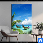 Bild Edelstahloptik Boote Im Tropischen Meer Hochformat Produktvorschau mit dem Bild Boote im tropischen Meer im Format Hochformat.