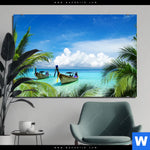 Bild Edelstahloptik Boote Im Tropischen Meer Querformat Produktvorschau mit dem Bild Boote im tropischen Meer im Format Querformat.