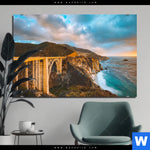 Bild Edelstahloptik Bruecke An Der Kueste Querformat Produktvorschau mit dem Bild Brücke an der Küste im Format Querformat.