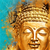 Bild Edelstahloptik Buddha Gold Tuerkis Querformat