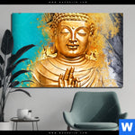 Bild Edelstahloptik Buddha Gold Tuerkis Querformat Produktvorschau mit dem Bild Buddha Gold & Türkis im Format Querformat.