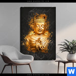 Bild Edelstahloptik Buddha Golden Splash Hochformat Produktvorschau mit dem Bild Buddha Golden Splash im Format Hochformat.