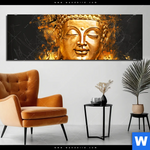 Bild Edelstahloptik Buddha Golden Splash Panorama Produktvorschau mit dem Bild Buddha Golden Splash im Format Panorama.