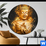 Bild Edelstahloptik Buddha Golden Splash Rund Produktvorschau mit dem Bild Buddha Golden Splash im Format Rund.