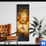 Bild Edelstahloptik Buddha Golden Splash Schmal Produktvorschau mit dem Bild Buddha Golden Splash im Format Schmal.