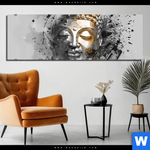 Bild Edelstahloptik Buddha Grunge Stil Panorama Produktvorschau mit dem Bild Buddha - Grunge-Stil im Format Panorama.