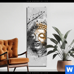 Bild Edelstahloptik Buddha Grunge Stil Schmal Produktvorschau mit dem Bild Buddha - Grunge-Stil im Format Schmal.