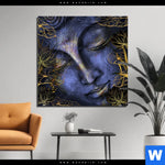 Bild Edelstahloptik Buddha In Gold Blau Quadrat Produktvorschau mit dem Bild Buddha in Gold & Blau im Format Quadrat.