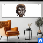 Bild Edelstahloptik Buddha In Lotus Pose No 2 Panorama Produktvorschau mit dem Bild Buddha in Lotus Pose No. 2 im Format Panorama.