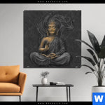 Bild Edelstahloptik Buddha In Lotus Pose Quadrat Produktvorschau mit dem Bild Buddha in Lotus Pose im Format Quadrat.